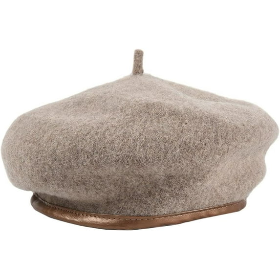YooGuoGuo Beret Hats for Women Trendy Pure Woolen Spring Winter Cap Leather Piping Edging Painter Hat