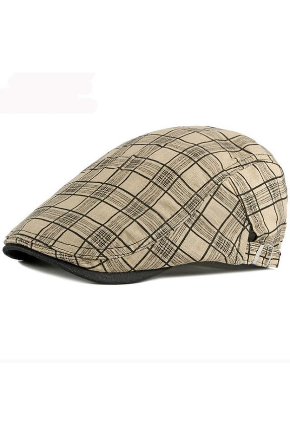 Beret Men Women Spring Summer Hat Vintage Plaid Ivy Newsboy Flat Cap Unisex Breathable Sun Hat Beret Adjustable Beret Cap