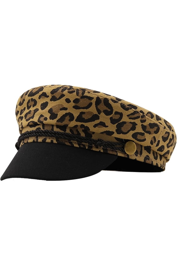Berets for Women Leopard Print Cotton Painter Cap Retro British Style Octagonal Navy Hat Outdoor Newsboy Caps