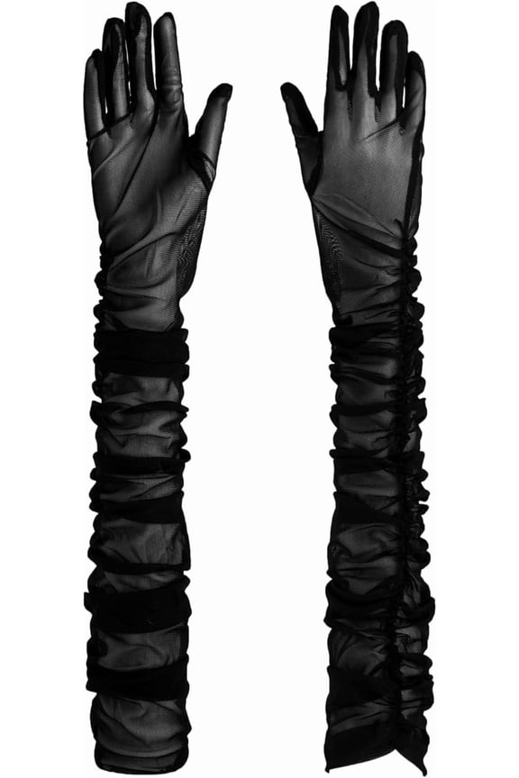 Black Lace Gloves, Mesh Sheer Lace Gloves, Long Lace Gloves, Gothic Gloves, Goth Accessories, Vintage Accessories, Costume Accessories