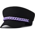 thumbnail image 1 of YooGuoGuo Black Newsboy Hats for Women with Colorful Chain Trendy Fiddler Sailor Cap Baker Boy Peaked Beret Hat, 1 of 5
