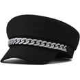 thumbnail image 1 of YooGuoGuo Black Newsboy Hats for Women with Colorful Chain Trendy Fiddler Sailor Cap Baker Boy Peaked Beret Hat, 1 of 5