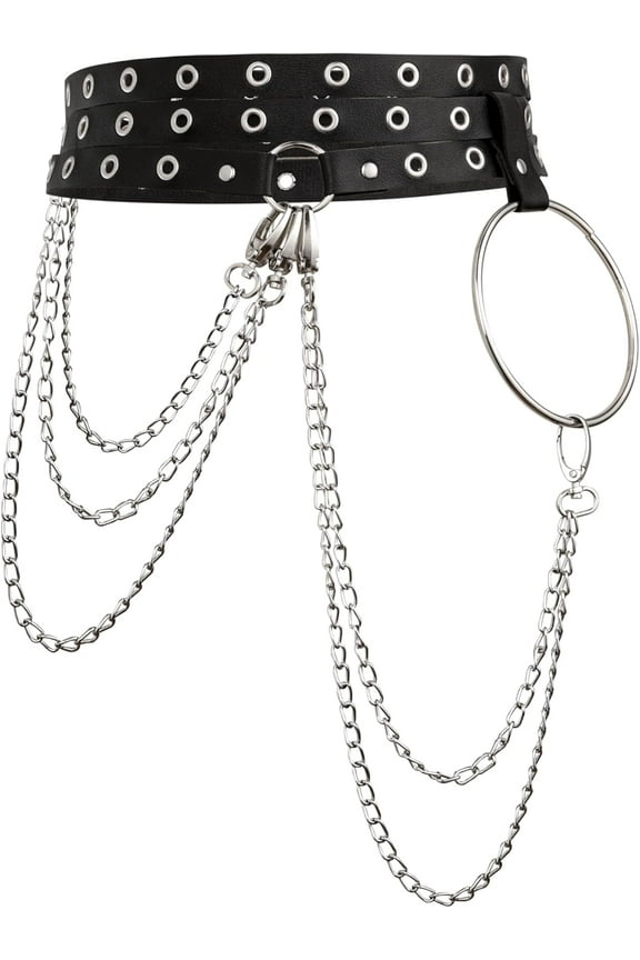 Black PU leather Waist Harness Belt, Emo Punk Grunge Goth Belt, Gothic Punk Accessories