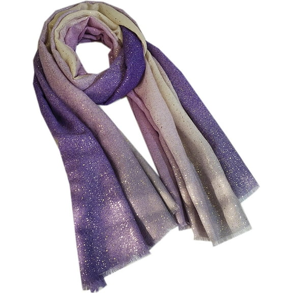 YooGuoGuo Bohemian Lightweight Scarf Wrap Fashion Flowers Print Women Cotton Wrap Scarf Head Shawl Summer Gift (Bronzing Gradient Purple)