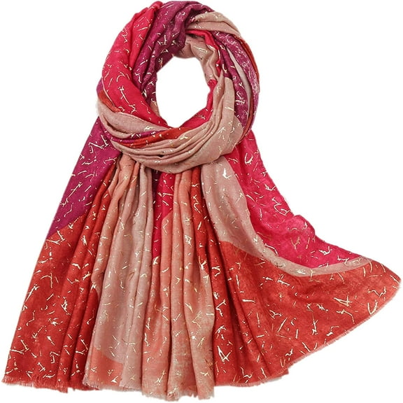 YooGuoGuo Bohemian Lightweight Scarf Wrap Fashion Flowers Print Women Cotton Wrap Scarf Head Shawl Summer Gift (Bronzing Rose Red)