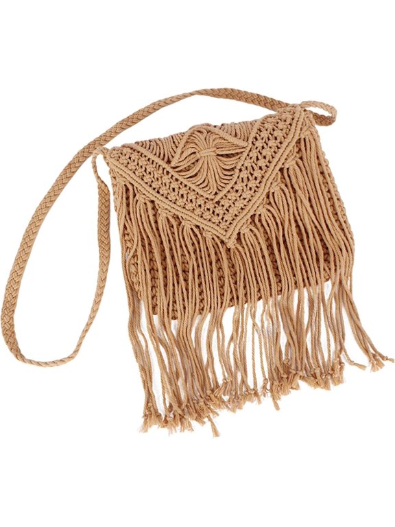 Boho Cotton Rope Crossbody Bag for Women,Mini Cute Summer Beach Vacation Shoulder Purse