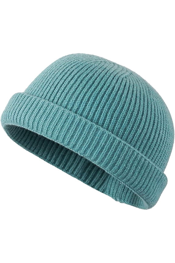 Brimless Docker Leon Hat Cap Knitted Skullcap Sailor Cap Winter Watch Hat Soft Warm Rolled Cuff Harbour Beanie