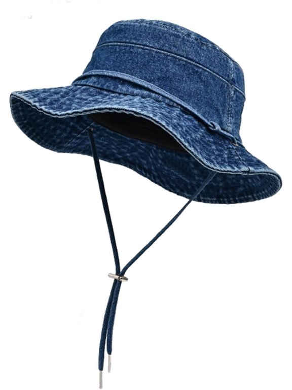 Bucket Hat for Women Men Wide Brim Sun Hat Packable Cotton Denim Summer Beach Travel Outdoor Fishing Cap