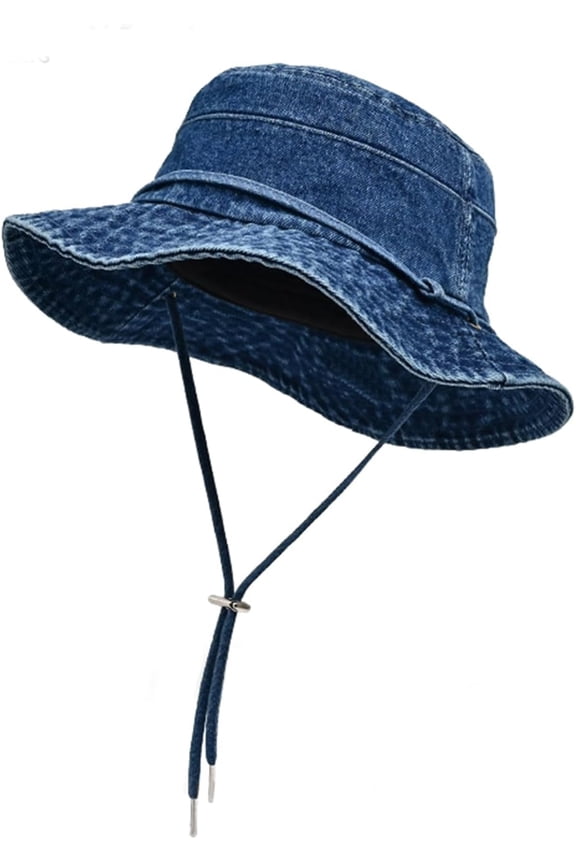 Bucket Hat for Women Men Wide Brim Sun Hat Packable Cotton Denim Summer Beach Travel Outdoor Fishing Cap