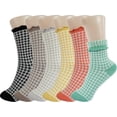 thumbnail image 1 of YooGuoGuo Checkered Ruffle Socks Women - Cute Plaid Frilly Sock - Casual Crew Cotton Socks Size 5-9, 1 of 6