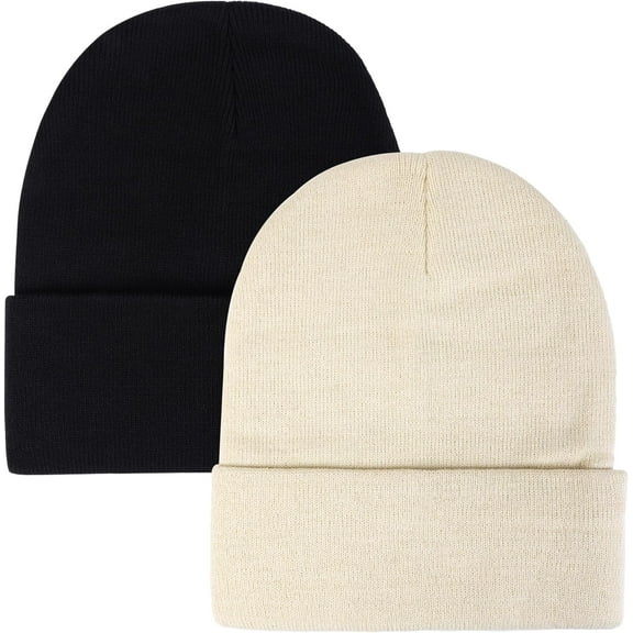 YooGuoGuo Classic Knit Cuffed Beanie Hat Winter Warm Skull Cap Stocking Cap 2 Pack for Women Men