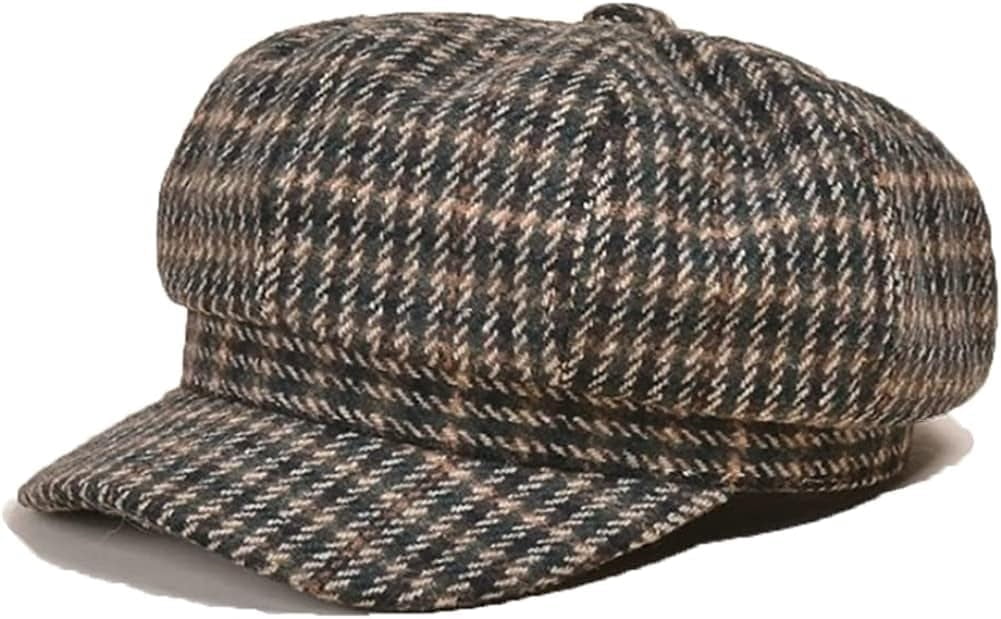 YooGuoGuo Classic Newsboy Hats for Women Plaid Octagonal Hat Tweed ...