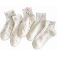 thumbnail image 1 of YooGuoGuo Coquette Bow Socks Summer Cotton Floral Ankle Breathable Cute Athletic Running Low Cut Socks, 1 of 7