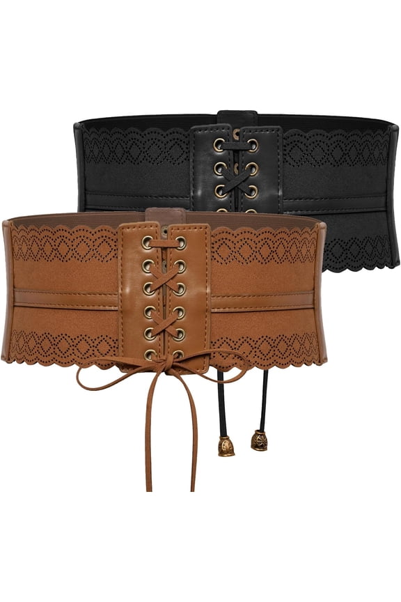Costume Belts for Women Wide Elastic Waist Cinch Belts Lace-up Corset Belts