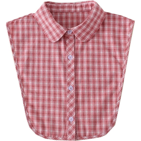 YooGuoGuo Cotton Plaid Fake Collar Detachable Dickey Collar Half Shirts Blouse False Collar Top for Women Girls Outfits