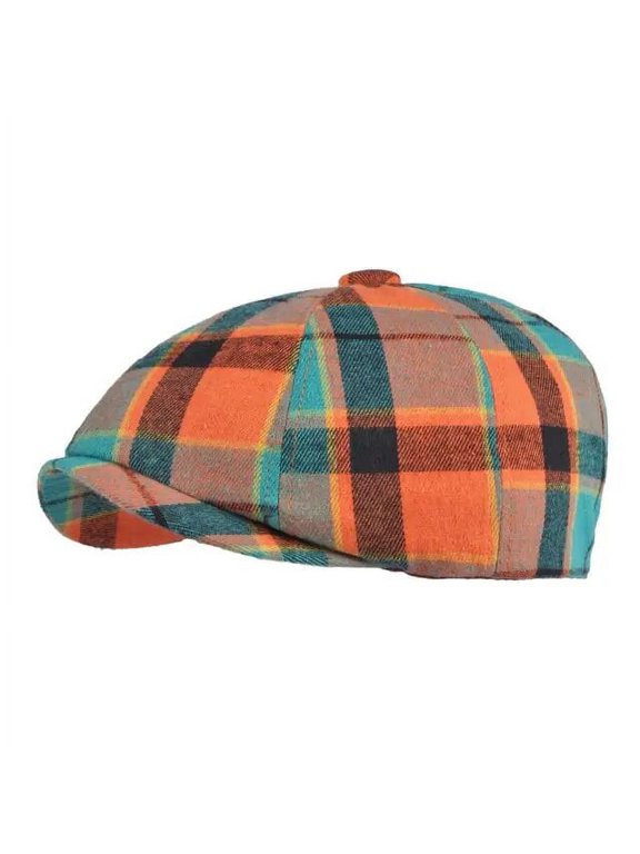 Cotton Spring Summer Patchwork Plaid Newsboy Caps Flat Peaked Cap Men and Women Painter Beret Hats 121