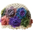 thumbnail image 1 of YooGuoGuo Crochet Beanie Hat for Women Men Y2k Floral Boho Knitted Beanie Cotton Flower Patterned Slouchy Skull Cap Lace Head Wrap, 1 of 6