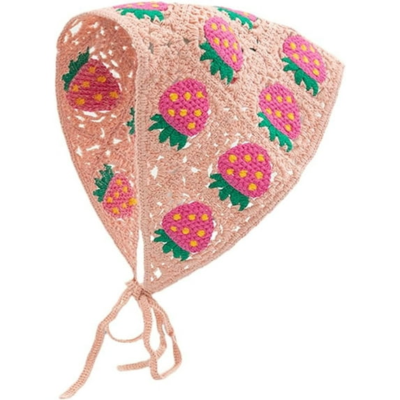 YooGuoGuo Crochet Hair Bandana for Women Floral Knitted Head Kerchief Y2k Headwrap Boho Lace Knitted Hair Scarves Colorful Headband