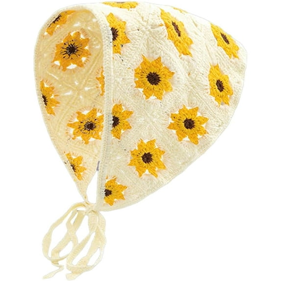 YooGuoGuo Crochet Hair Bandana for Women Floral Knitted Head Kerchief Y2k Headwrap Boho Lace Knitted Hair Scarves Colorful Headband