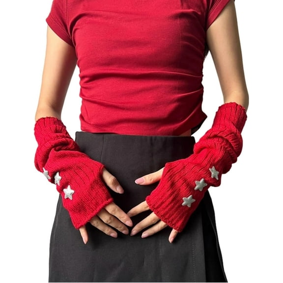 YooGuoGuo Cute Arm Cover Y2K Knitted Arm Warmer Grunge Fairy Fingerless Gloves Kawaii Kpop Arm Sleeves for Women Teen Girl