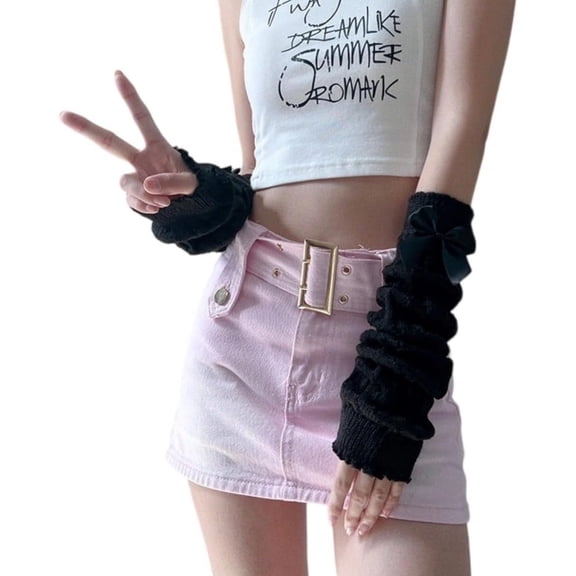 YooGuoGuo Cute Y2K Bowknot Arm Warmers Kawaii Half Finger Adorable Accesspties for Teen Girl Glove Gyaru Arm Sleeve Harajuku