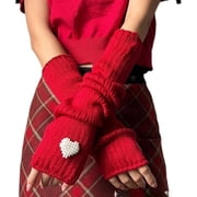 YooGuoGuo Cute Y2K Heart Arm Warmers Kawaii Half Finger Adorable Glove for Teen Girl Gyaru Arm Sleeve Harajuku