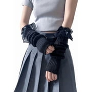 YooGuoGuo Cute Y2K Lace Arm Warmers Kawaii Half Finger Adorable Glove for Teen Girl Gyaru Arm Sleeve Harajuku
