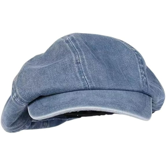 YooGuoGuo Denim Newsboy Cap for Women Men Fashion Short Brim Bakerboy Hat Vintage Lightweight Canvas Octagonal Cap