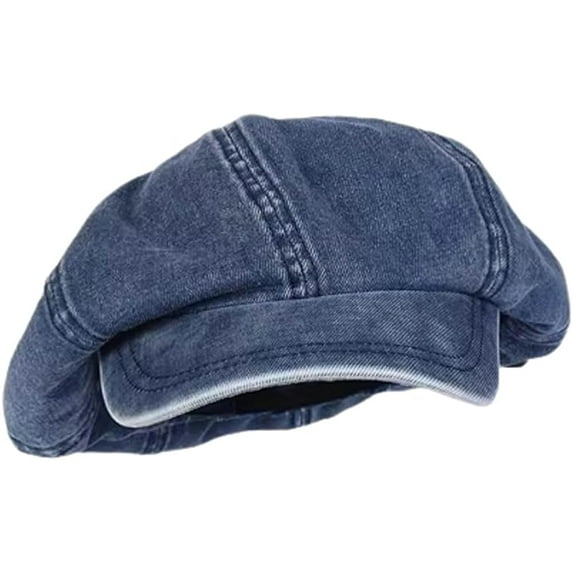 YooGuoGuo Denim Newsboy Cap for Women Men Fashion Short Brim Bakerboy Hat Vintage Lightweight Canvas Octagonal Cap
