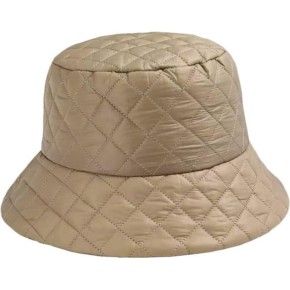 YooGuoGuo Down Plaid Women Bucket Hat Cotton Fisherman Hat for Men Winter