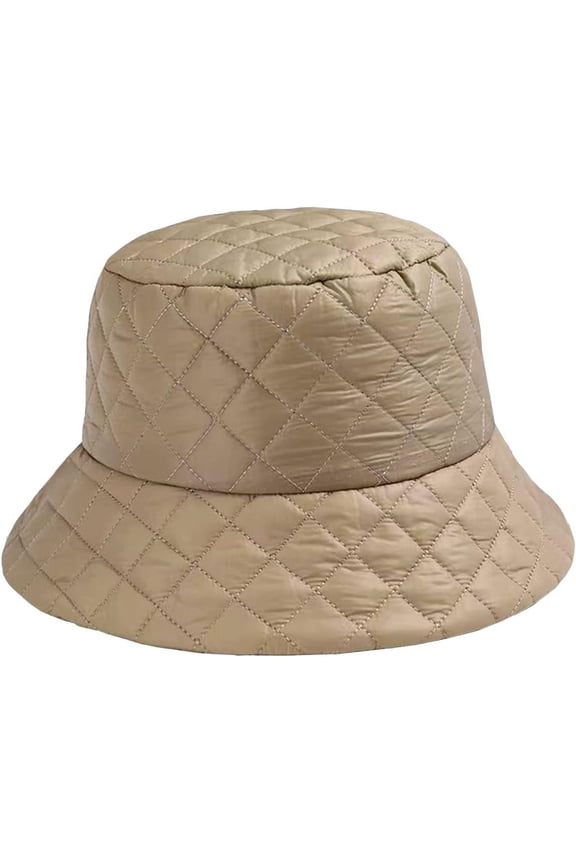 Down Plaid Women Bucket Hat Cotton Fisherman Hat for Men Winter