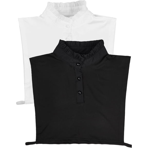 YooGuoGuo Elastic Knit Fake Collar Chiffon Pleated Lace Ruffle Collar Trim and Faux Pearl Buttons Dickey Collar for Women