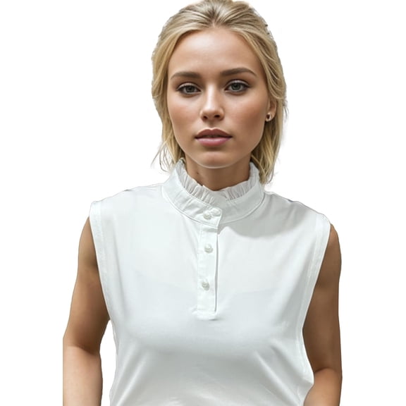 YooGuoGuo Elastic Knit Fake Collar Chiffon Pleated Lace Ruffle Collar Trim and Faux Pearl Buttons Dickey Collar for Women