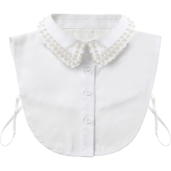YooGuoGuo Fake Collar Detachable Blouse Pearl Dickey Collar Chiffon Half Shirts Faux False Collar for Women Girls