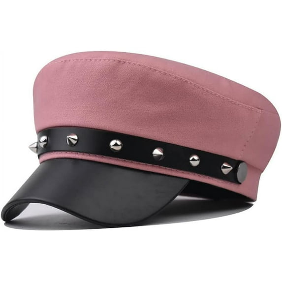 YooGuoGuo Fashion Baker Boy Hat Berets with Rivet PU Leather Chain Vintage Newsboy Hats Fisherman Sailor Fiddler Cap for Women