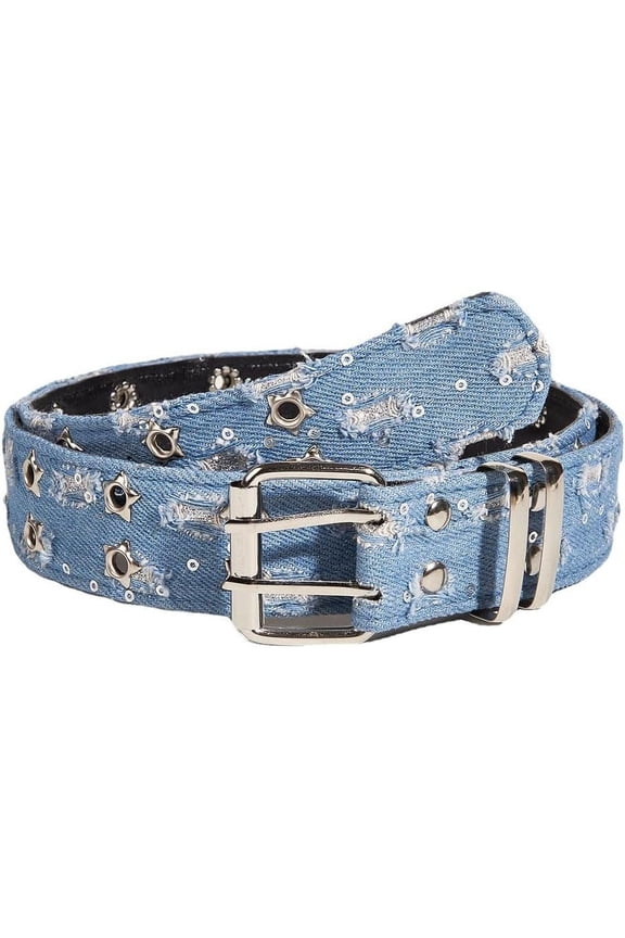 Fashion Denim Blue PU Leather Waist Belts Sequin for Women Ladies Cowgirl for Pants Jeans Dresse
