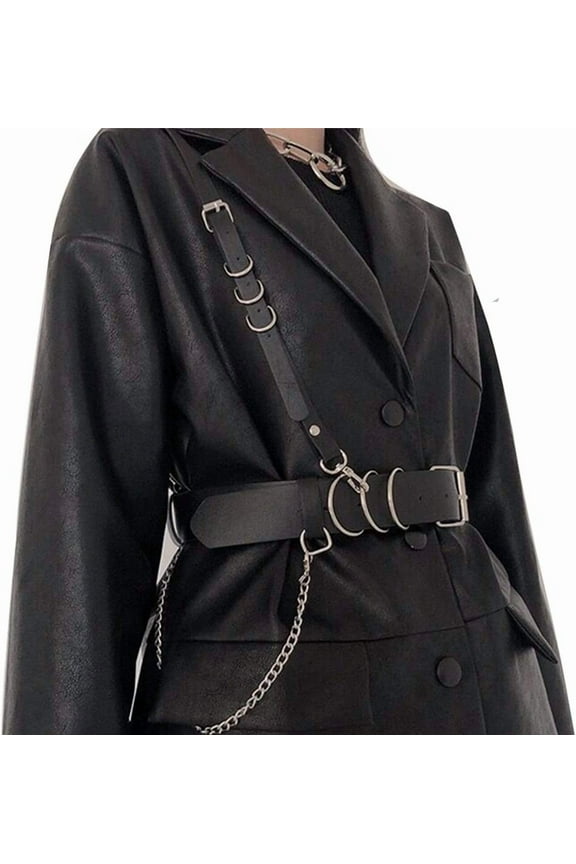 Fashion Harness Waist Body Belt Punk Chest Belt with Chains for Women Girls Ladies