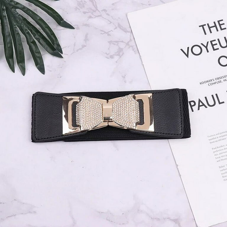 YooGuoGuo Fashion Metal Bow Elegant Wide Elastic Stretch Waistband