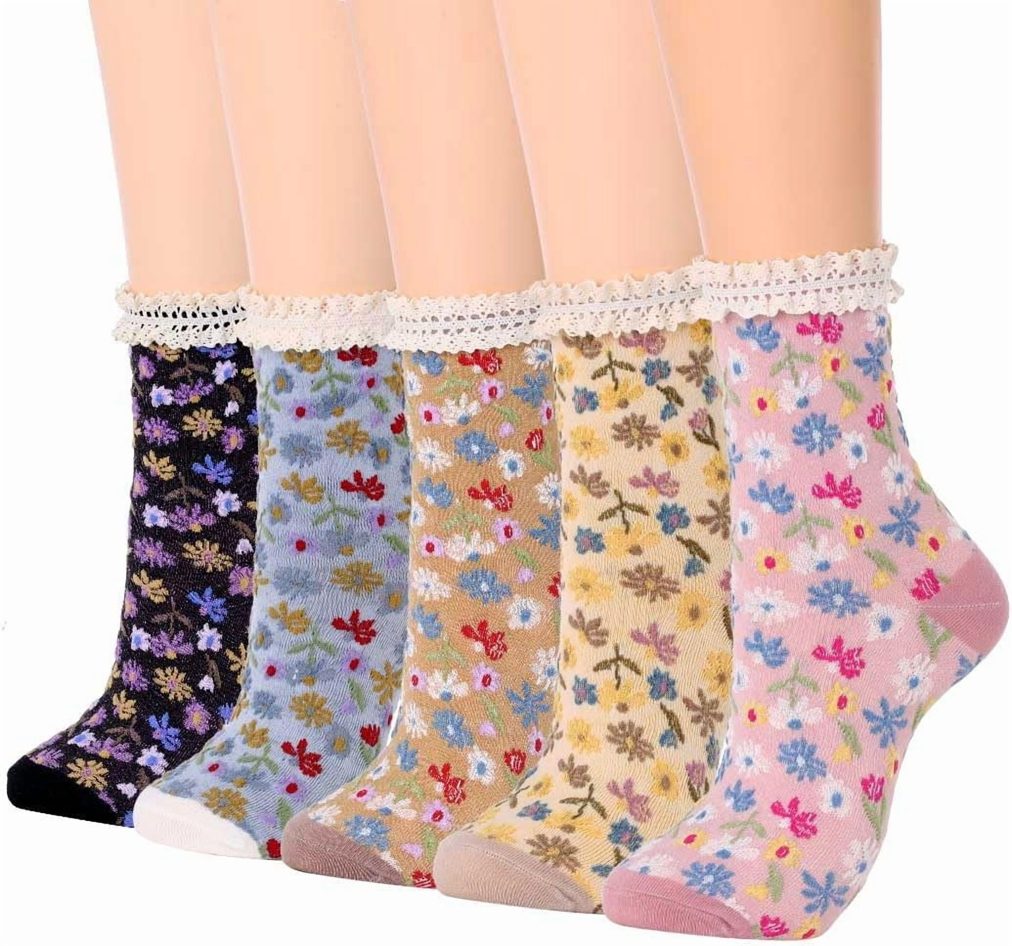 YooGuoGuo Flower Crew Socks Cute Frilly Cotton Socks Ruffle Ankle Socks Comfortable Casual Socks for Women and Girls(5 Pack)