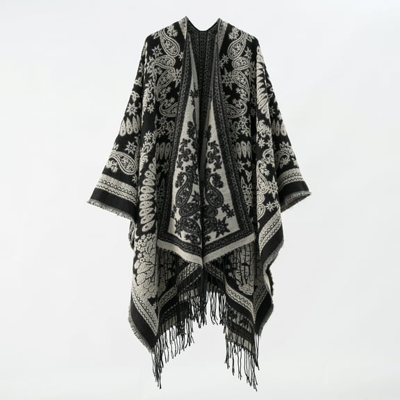 YooGuoGuo Flower Print Tassel Two Wear Ethnic Style Warm And Cold Resistant Shawl