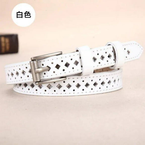 YooGuoGuo Genuine Leather Belts for Women Second Layer Cowskin Woman Belt Vintage Pin Buckle Strap Jeans Hollow Out Versatile Pinhole Belt