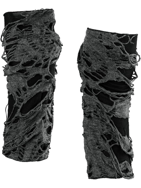 Goth Black Ripped Arm Grunge Punk Gloves, Goth Gothic Grunge Costume Accessories, Goth Clothes