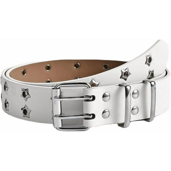 YooGuoGuo Gothic Belt Star Rivet Double Needle Buckle PU Leather Belt Men's and Women's Jeans Fashion Belt