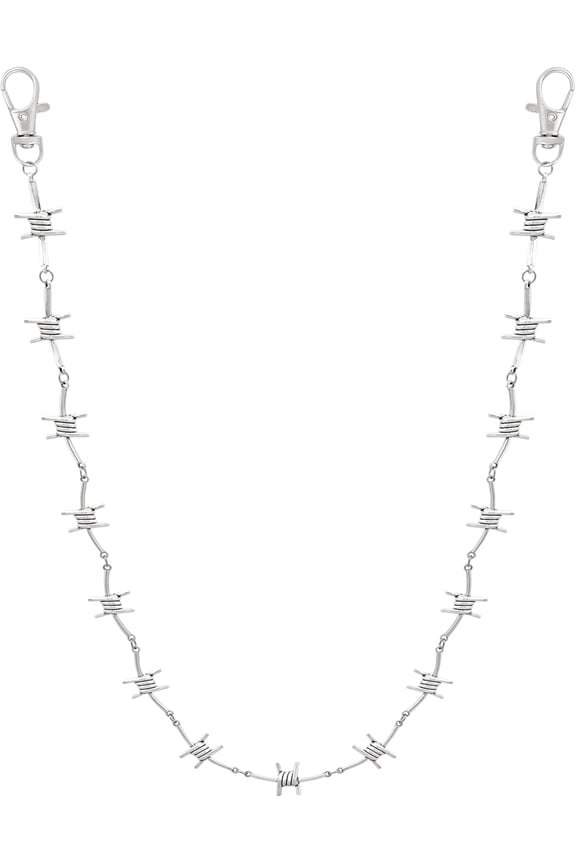 Gothic Silver-tone Barbed Wire Pants Chain, Wallet Belt Chain, Goth Punk Grunge Emo Accessories