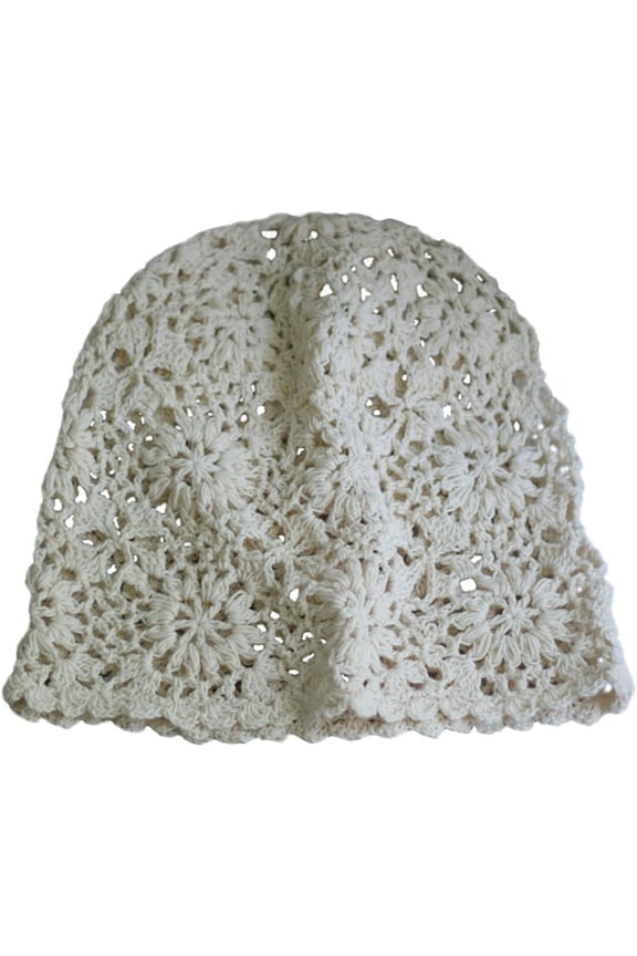 Hand-Hook Three-Row Flower Retro Four Seasons Hand-Hook Flower Bell hat, Beanie Cap
