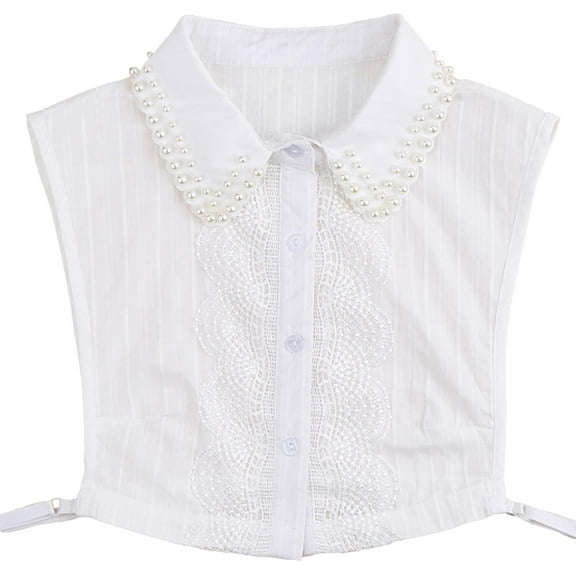 YooGuoGuo Handcrafted Faux Diamond and Pearl Fake Collar Shirts Versatile Dickey Collar Half Shirt Collar for Women