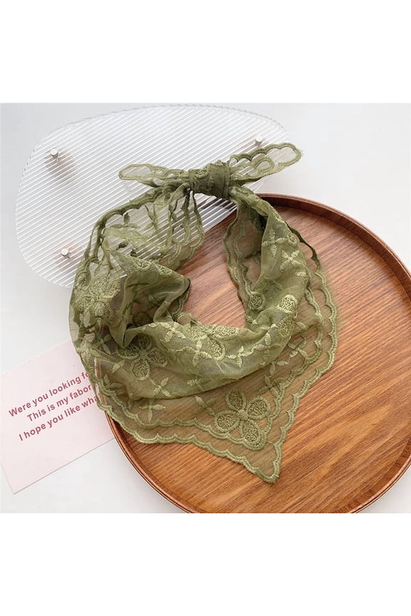Handmade Embroidered Triangle Lace Scarf Women Wrap Shawl Bandana Foulard Femme Crochet Flower Neck Scarf Headband Neck Collar