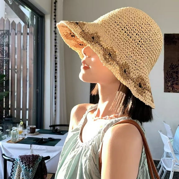 YooGuoGuo Handmade Woven Straw Hat For Women's Summer Vacation Beach Hat With Large Brim, UV Protection, Sun Shading, Fisherman Hat Wholesale