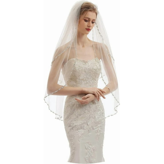 YooGuoGuo House 2 Tier Fingertip Length Wedding Bridal Veil With Comb X07