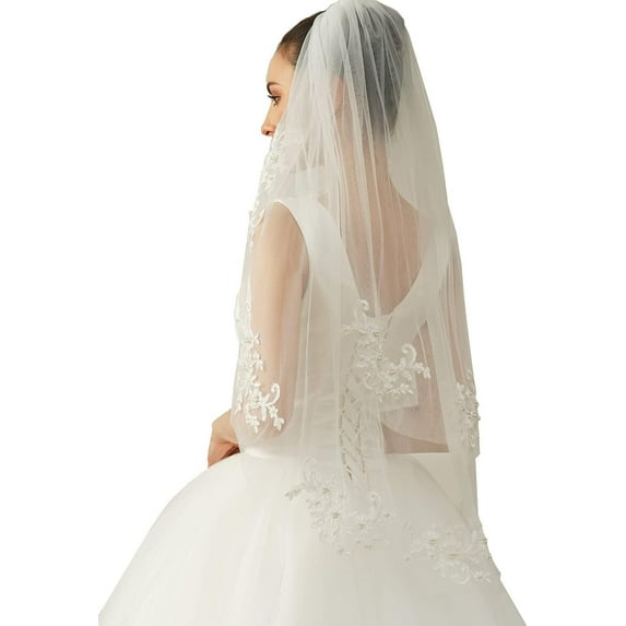 YooGuoGuo House 2 Tier Fingertip Length Wedding Bridal Veil With Comb X07